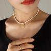 Non-Fading Double-Sided French Avatar Pendant, Freshwater Pearl Necklace, Temperament Personalized Wind Neck Chain