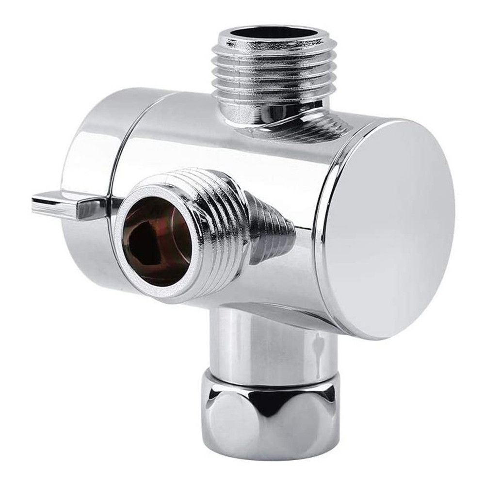 1/2 Inch Bathroom Adjustable Arm Mounted Shower Head Shunt T-adapter Diverter Valve 3-Way Connector