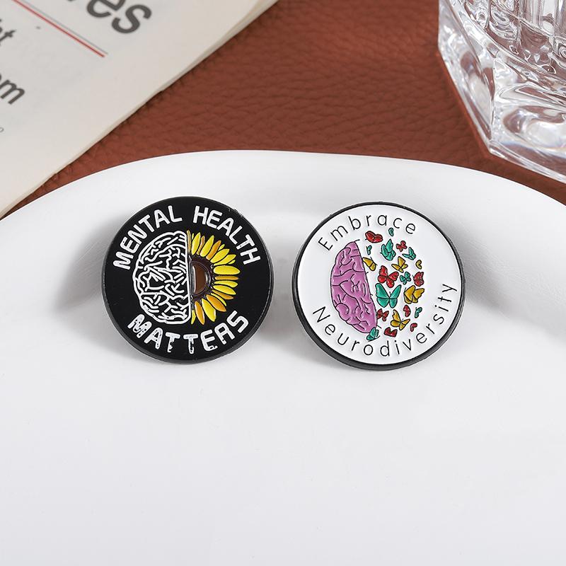 MENTAL HEALTH MATTERS Enamel Pins Custom Brain Nerves Brooches Lapel Badges Clothes Funny Jewelry Gift for Friends