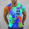 Colorful Graffiti Smiling Face Men's T-shirt 3D Print Painting Cool Design Shirt Summer Leisure Fitness Short Sleeve T-shirt Top
