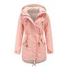 Women Drawstring Hoodie Coat  Warm Inside Fleece Padded Coat Slim Zipper Coat