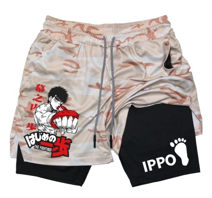 IPPO Аниме Спортивные Шорты Мужские Бокс Муай Тай Кикбоксинг ММА Mix Боевые Искусства 2 в 1 Компрессионные Шорты Быстросохнущие Легкие Легкие Короткие Брюки Лето