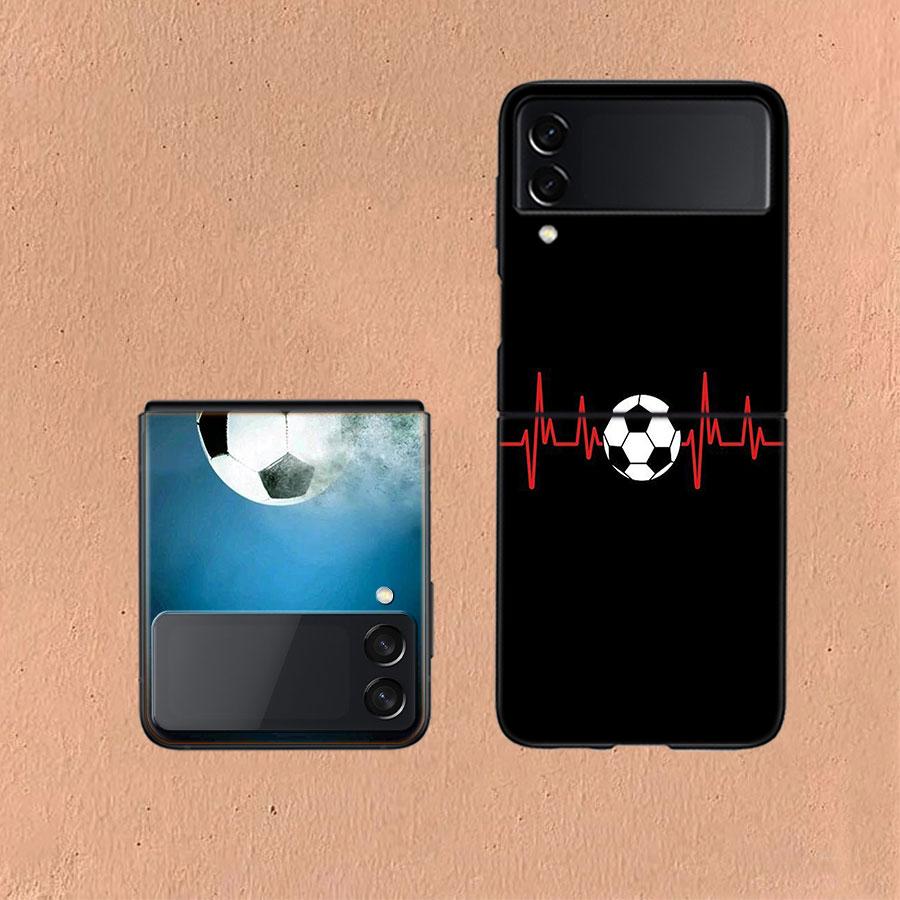Football Soccer Ball Design For Samsung Galaxy Z Flip 5 4 3 Case Shockproof Hard Cover Phone Z Flip 6 7 5G Z Flip 5 4 5G TPU P