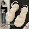 Fashion Summer 2024 New Women's Fashion Platform Cross-toe Sandals Comfortable Casual Shoes Luxury Sandals Heels Woman Round Head Beach