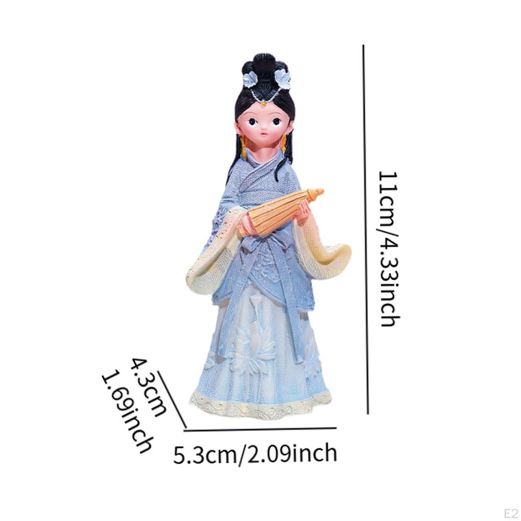 Статуэтка древней китайской девушки, кукла в ханьфу, фигурка из смолы ручной работы, подарок для гостиной и рабочего стола