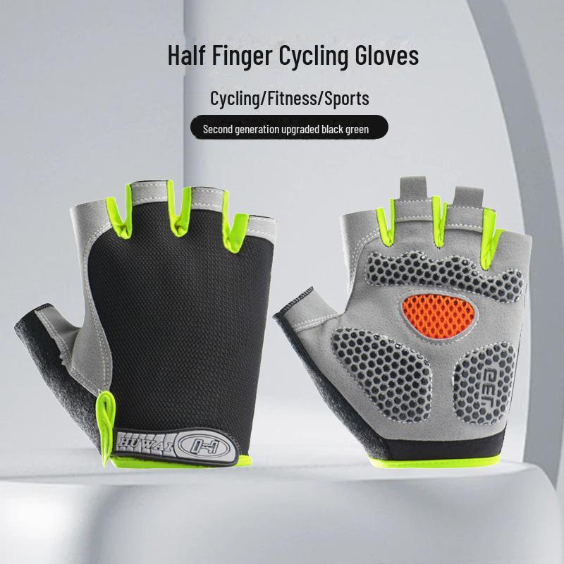 Дышащие перчатки без пальцев унисекс: Амортизирующие и нескользящие для езды на велосипеде, фитнеса и альпинизма