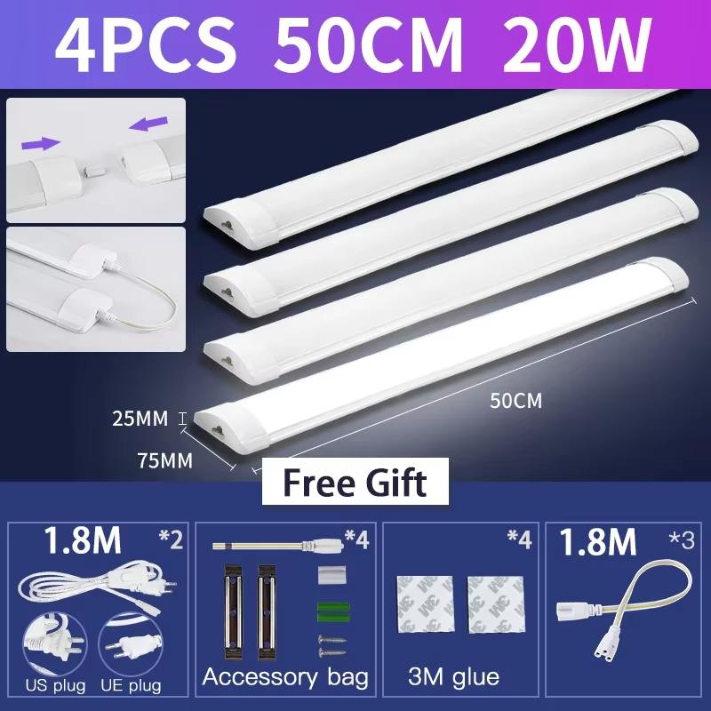 Светодиодная трубчатая лампа 110-220 В 10/20 В Кухонная лампа под шкаф Светодиодные ленты с кабелем-переключателем 1,8 м Для домашней спальни Внутреннее освещение