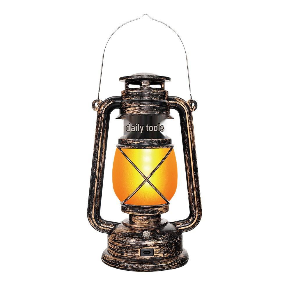 Cross-Border Charging Bar Table Lamp: Vintage Lantern for Decoration, Outdoor Camping, and Desk Use
