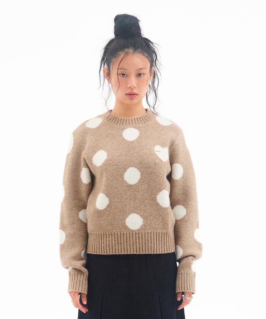 AMES-WORLDWIDE Dot Pullover Knit Beige