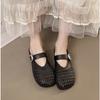 Mary Jane Shoes New Retro Shallow Mouth One Word Versatile Flat Bottom Soft Sole Single Shoes Gentle Women's Sandals