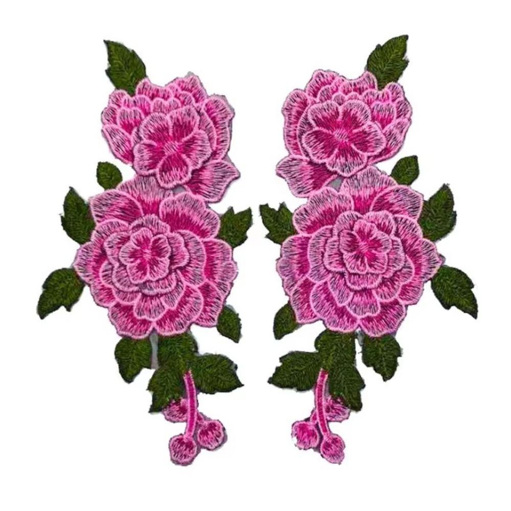 Red Embroidery Flower Applique 24*12CM Sew On Patch Floral Patches Crafts Clothing Accessories