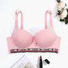 Women Thickened Padded Bra with Wire Letter Decoration 4 Rows of Hooks Lingerie Sports Leisure Underwear 75C-90C Cup Bras