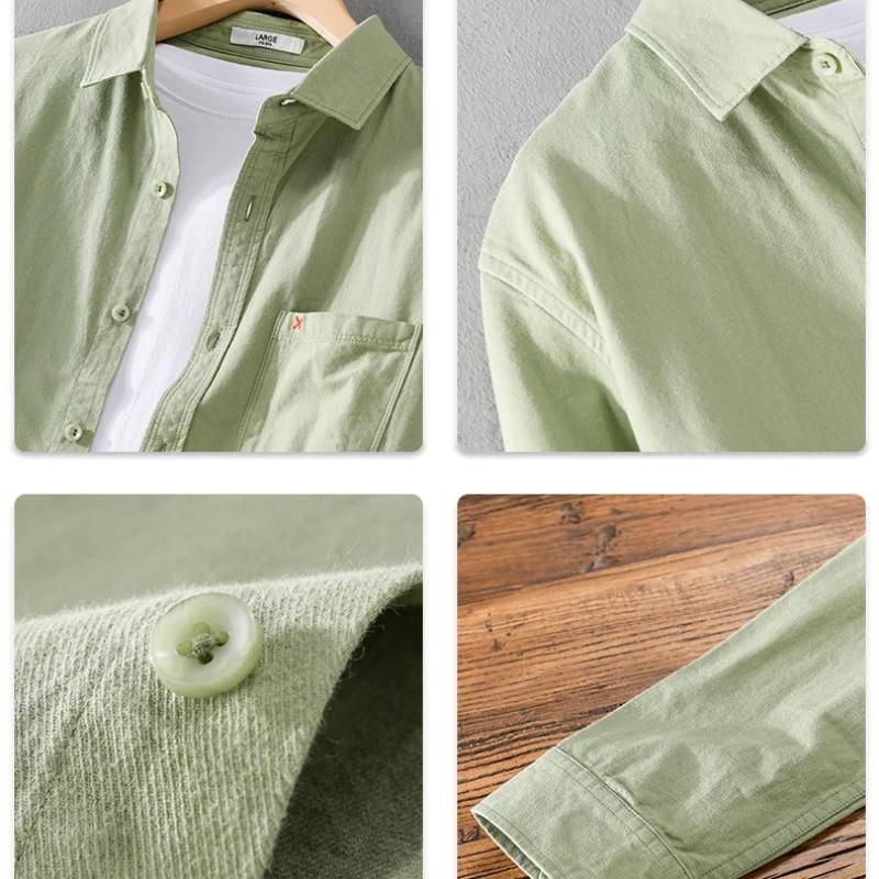 Мужская рубашка с длинным рукавом Simple Style 4XL, повседневные топы с воротником-лацканами из 100 хлопка, универсальная приталенная рубашка однотонного цвета