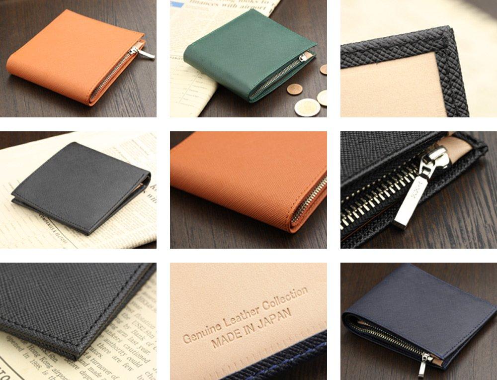 Сделано в Японии, натуральная кожа, двойной кошелек, призматическая текстура, тисненая воловья кожа, темно-синий [Abies] (Незаменимая кожа)