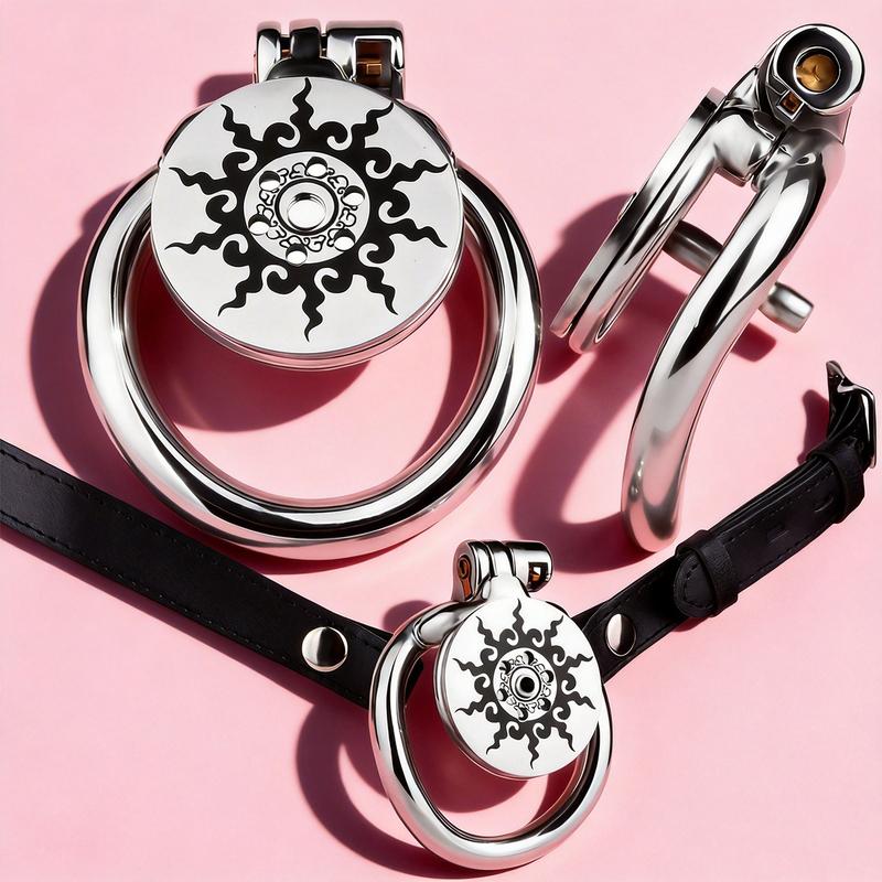Printing Pattern Male Flat Chastity Cage Device With Urethral Tube Strapon Belt Lock Cock BDSM Bondage Sex Toys Adult Men Gay