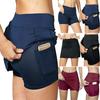 Шорты с эластичным поясом с внутренним карманом, однотонная юбка из двух частей, шорты для бега с высокой талией, спортивная одежда