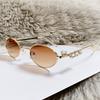 Модные маленькие овальные солнцезащитные очки Трендовые Дизайнерские UV400 Блестящие Кристальные Солнцезащитные очки Декор Очки Женские Солнцезащитные очки