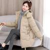 Winter New Down Cotton-padded Clothes Women's Medium and Long Loose Bread Clothes Korean Version Hooded Cotton-padded Jacket Tide