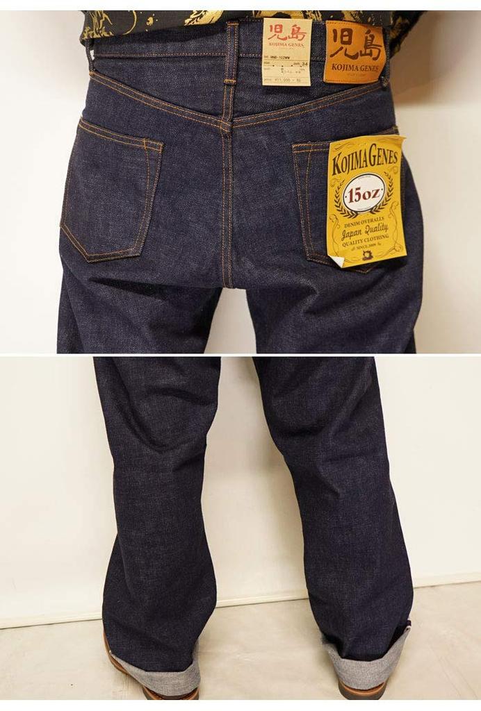 Kojima Jeans KOJIMA GENES 15 унций Сельвидж Джинсы широкого прямого кроя с кантом Деним Сделано в Японии Одна стирка Мужские RNB-102WW-Denim-34