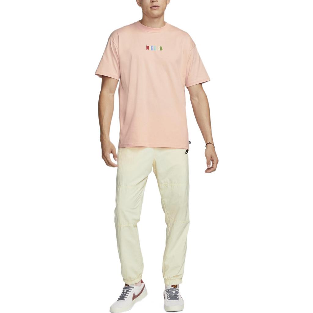 Nike T Shirts Men's Orange Pink Crew Neck Moderate Straight Fit DQ1859-800