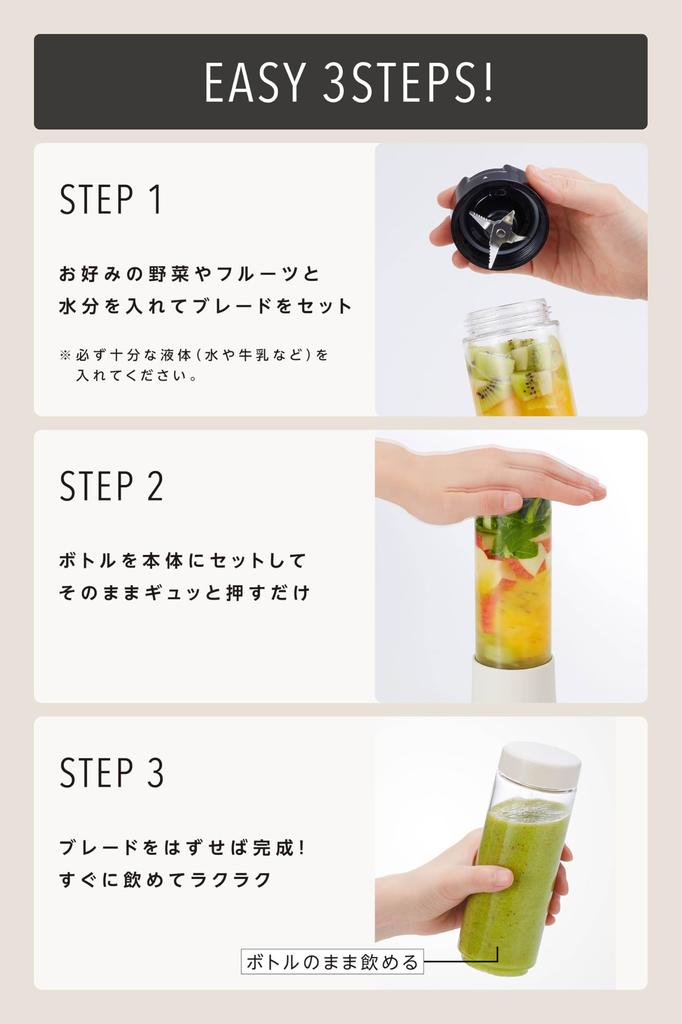 Мини-Бутылка Блендер Миксер Смузи Соковыжималка Маленький Миксер [Официальный Vitantonio] (ВБЛ-5-МК) [размер порции 280 мл] (Молоко)