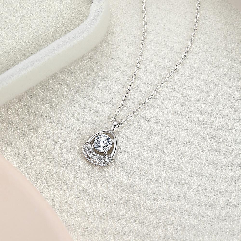 High Quality VVS1 Moissanite diamond Jewelry Fashion 925 Silver Pendant Necklaces with Chain Women Mother Girls Gift