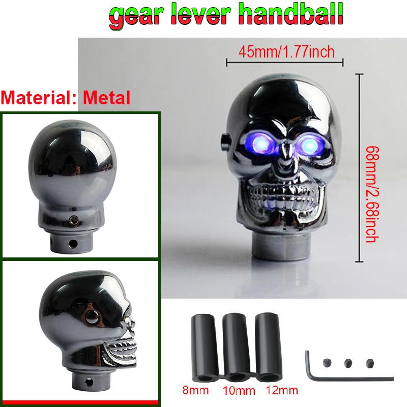 Universal Skull Head Gear Lever Gear Shifts Knob Skeleton Shape Gear Shift Knob Manual Transmission LED Light Gear Shifts Knob