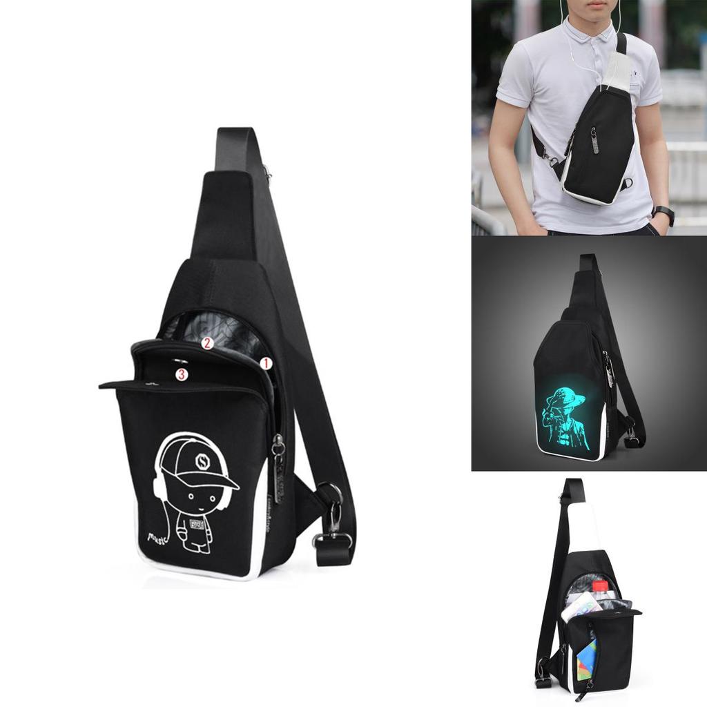 Stylish Luminous Outdoor Backpack With Usb Charging And Earphone Jack For School