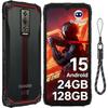 Telephone Portable Incassable DOOGEE Blade 10 Energy 24GO+128GO 6.56" Smartphone Robuste Android 15 6150mAh Dual SIM/NFC Rouge