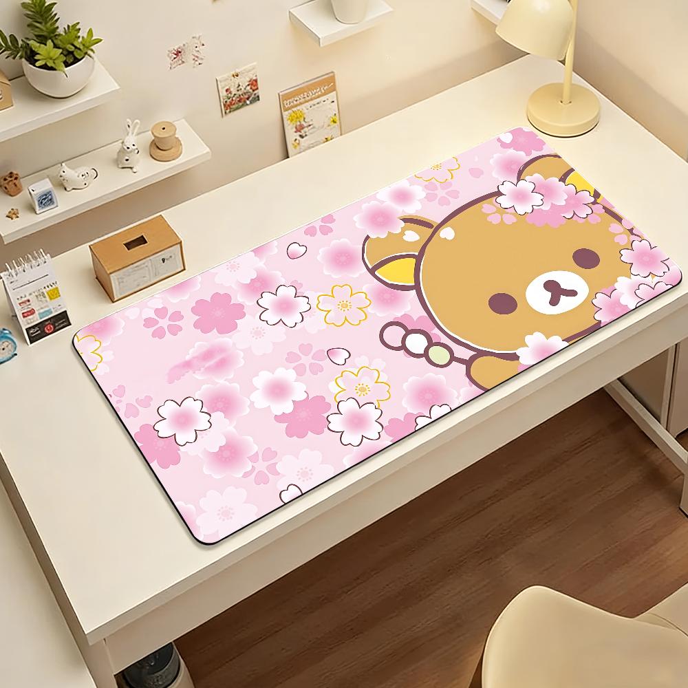 Коврик для мыши Rilakkuma Bear Нескользящий с блокирующим краем DeskMat Аксессуары для ПК Ноутбука Резиновый Офисный Клавиатура Большой Игровой XXL ковер