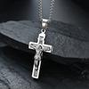 Stainless Steel Celtic Crucifix Necklace | Antique Irish Cross Pendant with Jesus | Religious Celtic Knot Jewelry for Men Women