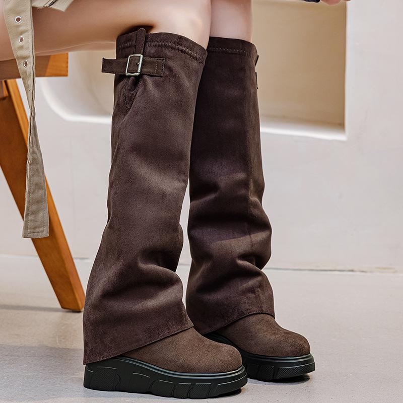 Two-wear Sleeve High Boots Design Sense Niche Boots 2025 Autumn and Winter Removable Boots Half Tray Women's Shoes Tide