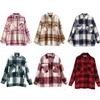 Зимняя полосатая толстая куртка-рубашка в клетку Пальто с длинным рукавом Верхняя рубашка с большими карманами