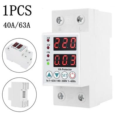 Двойной дисплей 40/63A 230V DIN Rail цифровой стабилизатор напряжения и защита от перенапряжения
