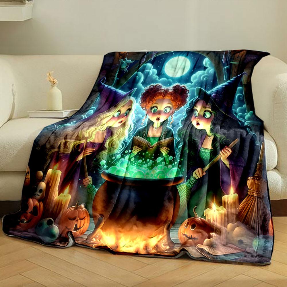 Witches Brewing Potion Under Full Moon print blanket soft and cozy perfect for the living room bed sofa or a nap,gift