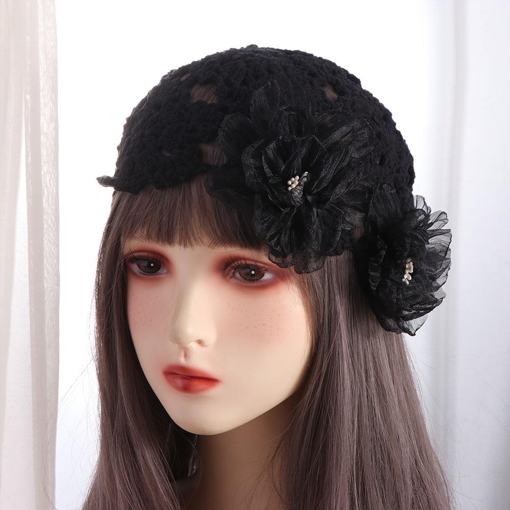 Elegant Crochet Hollow Flower Knitted Hat Hollow Out Knit Cap Casual Warm Beanies Hat  Outdoor