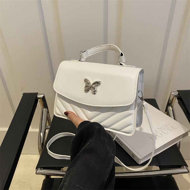 Однотонная сумка кроссбоди с бриллиантовой бабочкой, новая летняя, в стиле ретро, модная, простая повседневная квадратная сумка на одно плечо