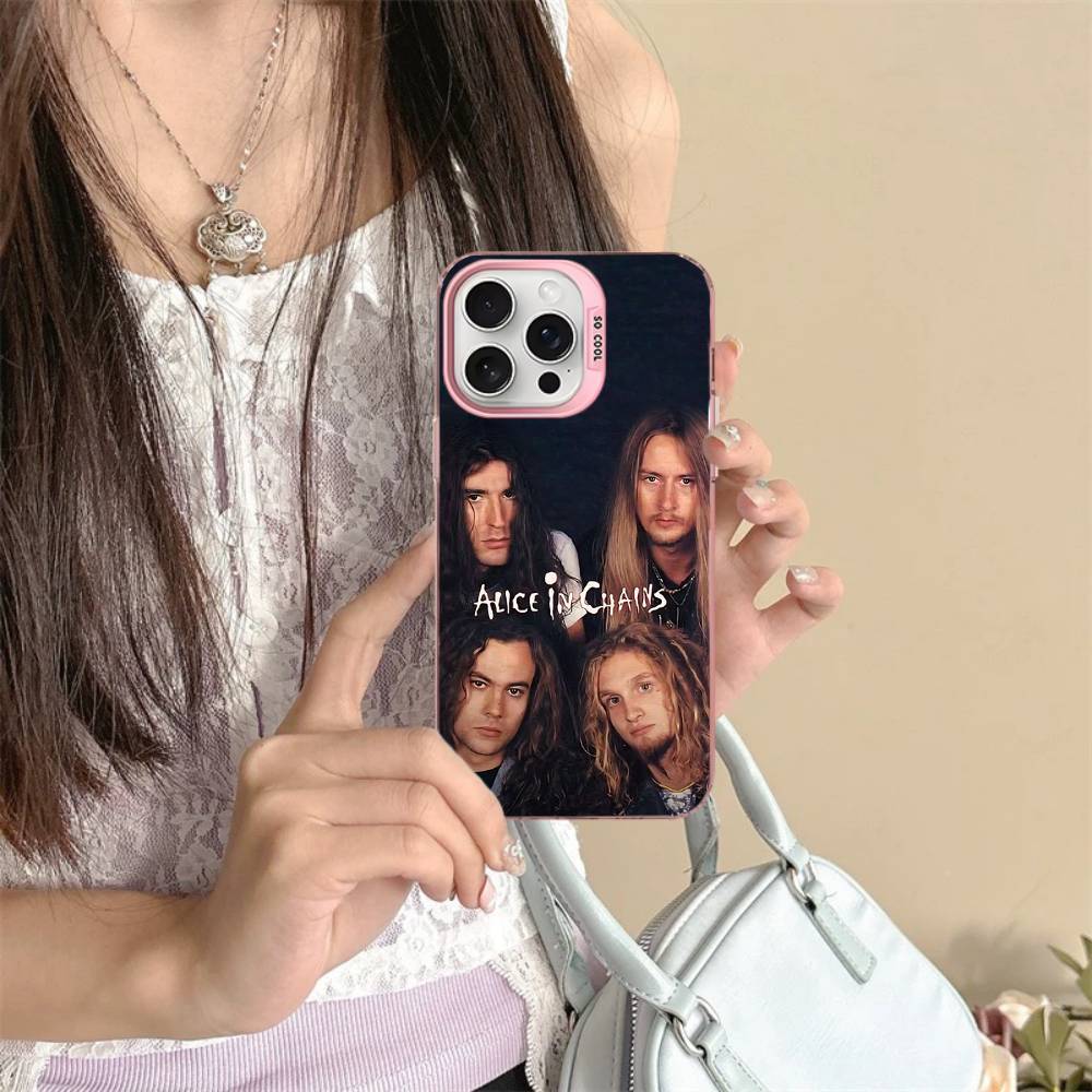 Band A-Alice I-In C-Chains Phone Case For IPhone 17 16 15 14 11 12 13 Pro Max Pro Plus Colored Silver Cover