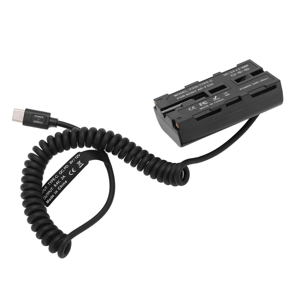 Кабель питания пружины типа C к NP F550, фиктивная батарея, адаптер питания для подсветки монитора