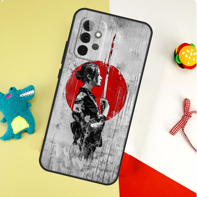 Чехол для телефона Samsung Galaxy A22 A32 A52 A54 A34 A14 A55 A35 A15 A53 A33 A13 A05 A06 A16 с изображением аниме-девушки-самурая