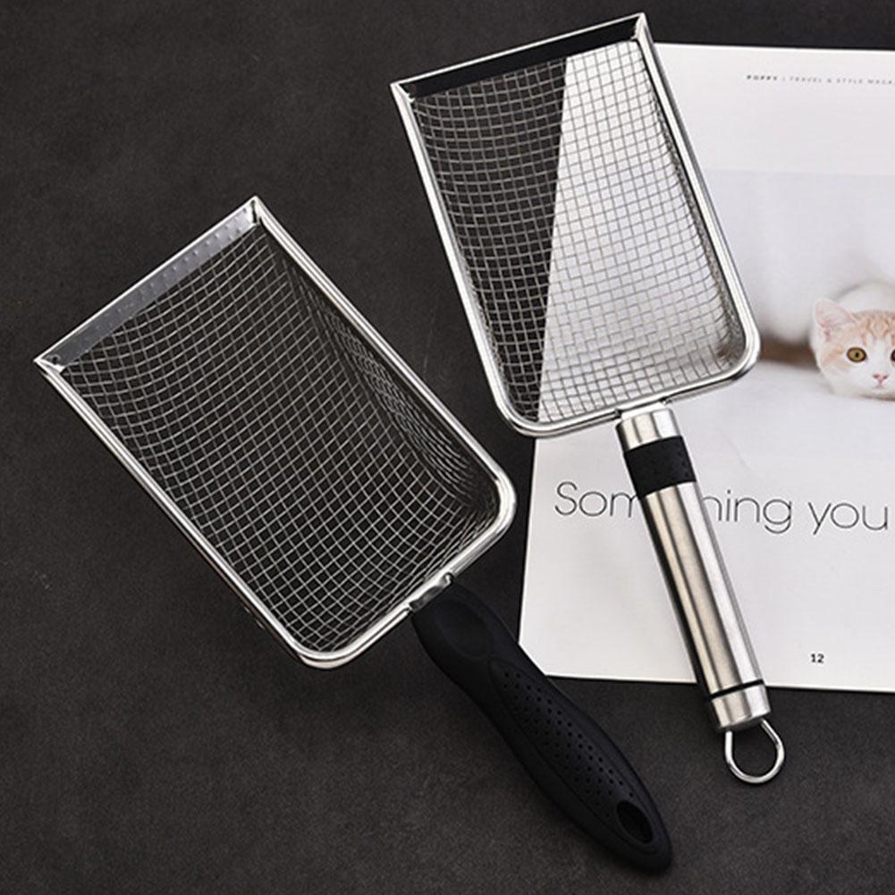 Pet Poop Shovel Cat Litter Scoop Stainless Steel Reptile Bedding Scoop Ergonomic Handle Non Stick Poop Picker Pet Supplies