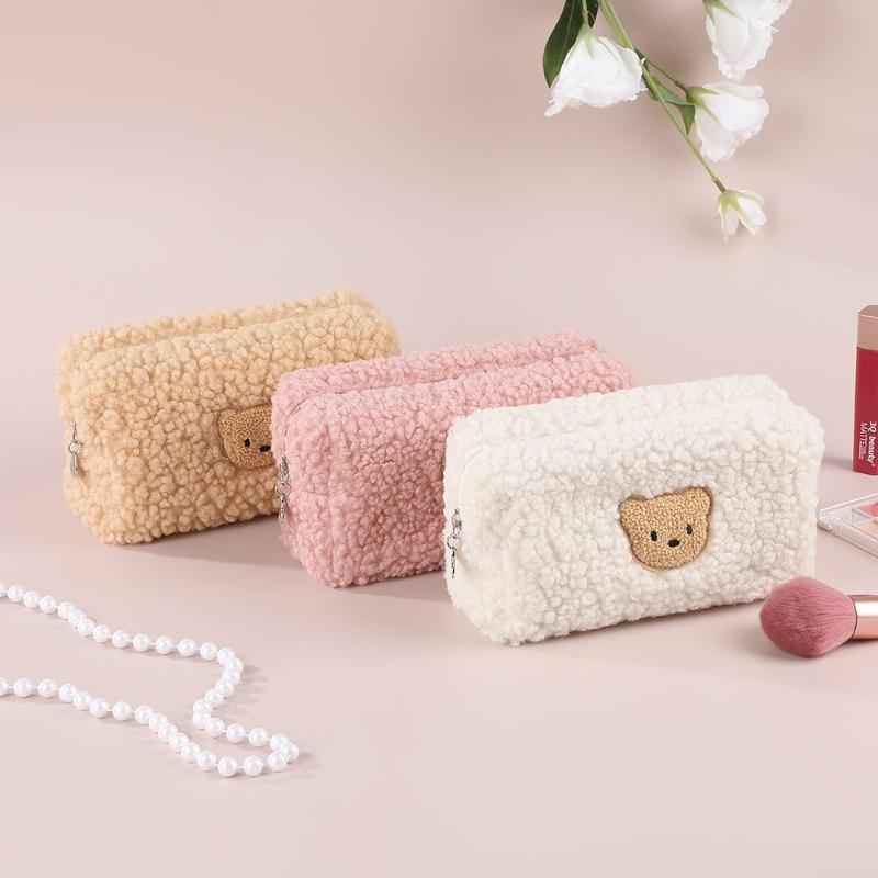 Корейская мультяшная симпатичная косметичка, переносная сумка для хранения туалетных принадлежностей с рисунком из мультфильма, новая мягкая косметичка с принтом медведя