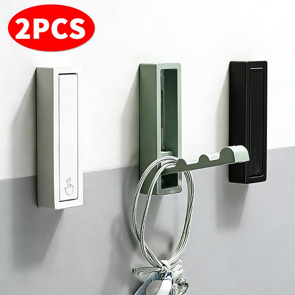 Folding Wall Hook Hidden Wall Mount Clothes Coat Rack Key Towel Bag Hanger Apartment Kitchen Bathroom Black Foldable Hook Organi