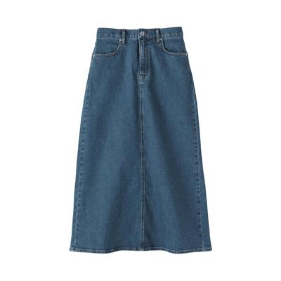 Женская джинсовая юбка А-силуэта MUJI, стрейч, синяя, размер L, BE1Z3A5A