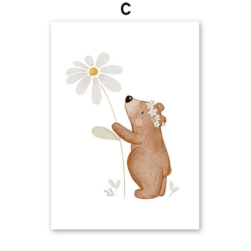 Бохо Мультяшный Медведь Ежик Машина Корабль Воздушный Шар Постеры Художественные Принты Холст Живопись Настенные Картины Для Детской Комнаты Домашний Декор