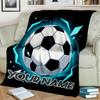 1PC Custom Name "Your Name Soccer Emblem" flannel blanket versatile,all-season throw suitable for the living room,bedroom,camping,travel,and gift