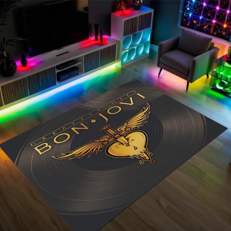 Bon Jovi Design Crystal Velvet Carpet Cozy Non?Slip Printed Rug For Bedroom Living Room Entrance