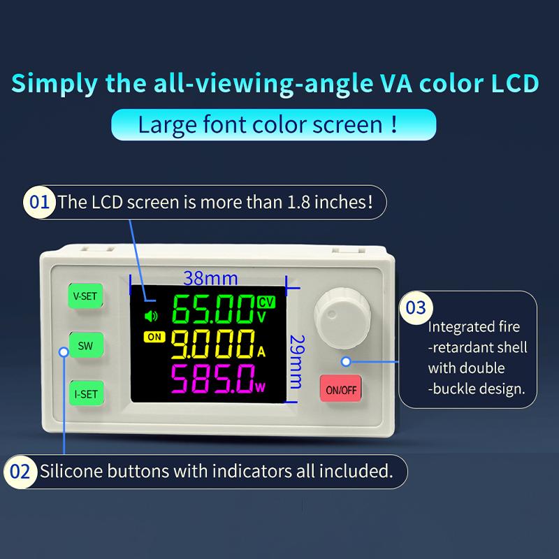 12-72V to 0-65V 9A 585W DC DC Buck Boost Converter CNC Adjustable Regulated CC CV Laboratory Power Supply Solar Charge Module