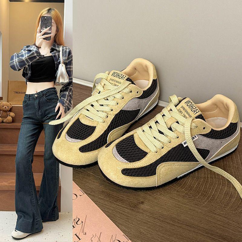 Niche German Training Shoes Women's Autumn New Breathable Mesh Versatile Casual Sports Fashion Platform Running Shoes