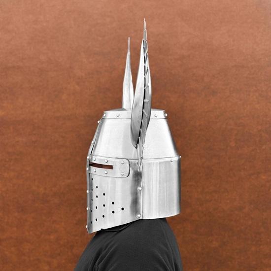 Medieval Templar Helmet, Teutonic Knight Wing, Great Horned Warrior Helmet, Fantasy Winged Cosplay